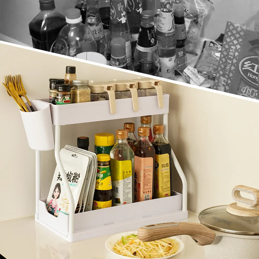 1/2pcs Pull-Out Under Sink Organizer, 2-Tier Adjustable Height Sliding Shelf for Kitchen/Bathroom Cabinet Storage, Black & White
1/2pcs Pull-Out Under Sink Organizer, 2-Tier Adjustable Height Sliding Shelf for Kitchen/Bathroom Cabinet Storage, Black & White