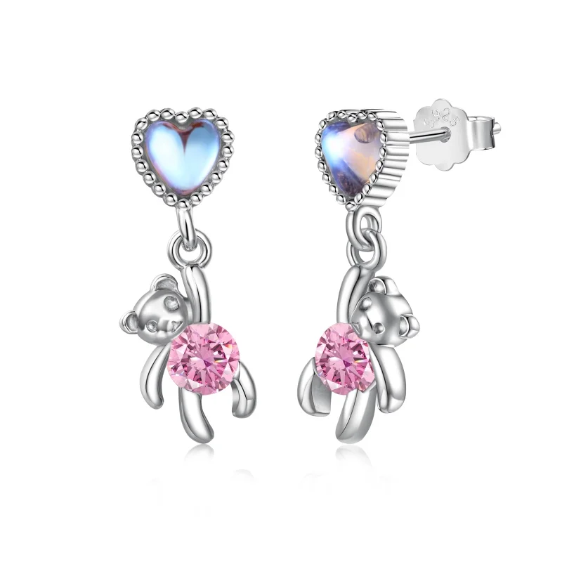 925 Sterling Silver Love Heart Pink Bear Round Bead Stud Earring Zirconia Drop Earrings For Women Party Jewelry Gift
925 Sterling Silver Love Heart Pink Bear Round Bead Stud Earring Zirconia Drop Earrings For Women Party Jewelry Gift