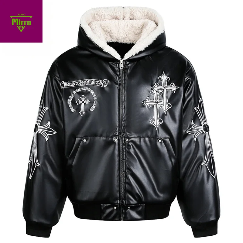 Зимние куртки мужские утепленные парки с вышивкой крестом кожаные стеганые куртки уличная одежда Harajuku хип-хоп большие куртки
Зимние куртки мужские утепленные парки с вышивкой крестом кожаные стеганые куртки уличная одежда Harajuku хип-хоп большие куртки