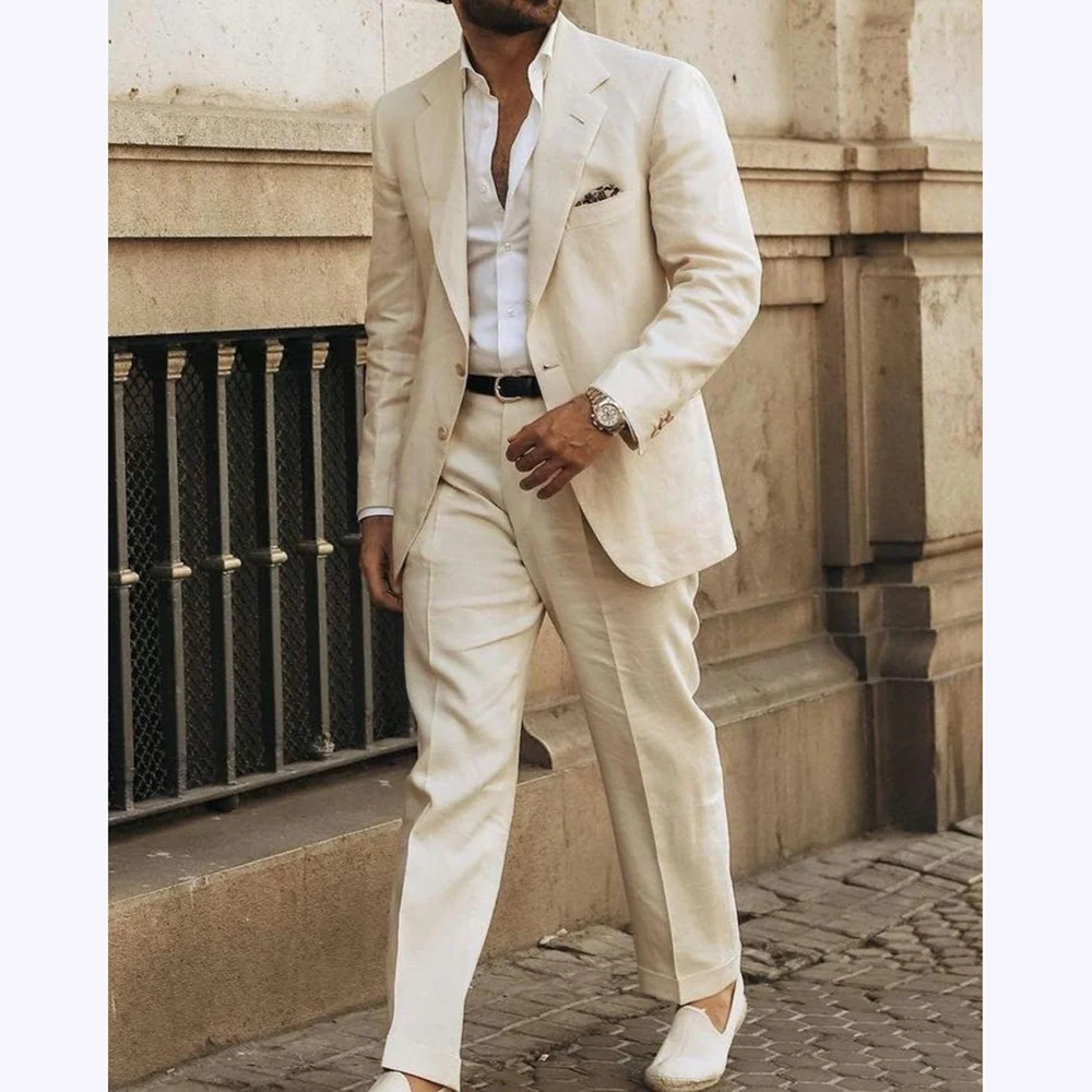 Male Blazer Summer Linen Suits For Men Single Breasted Peak Lapel Suit 2 Piece Slim Fit Daily Office Prom Casual Man Sets
Male Blazer Summer Linen Suits For Men Single Breasted Peak Lapel Suit 2 Piece Slim Fit Daily Office Prom Casual Man Sets