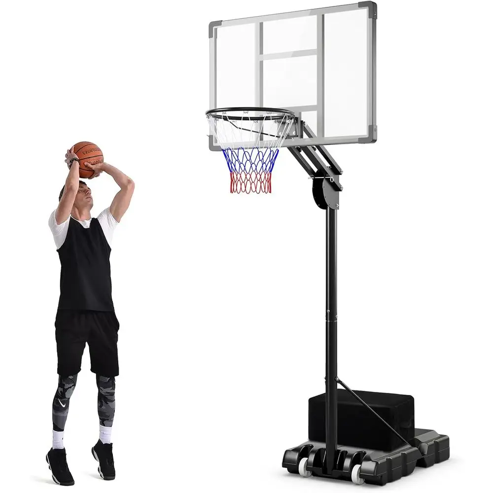 Outdoor Height-Adjustable Basketball Stand with Shatterproof Backboard, Wheels, Portable Base, and Weight Bag for All Ages
Outdoor Height-Adjustable Basketball Stand with Shatterproof Backboard, Wheels, Portable Base, and Weight Bag for All Ages