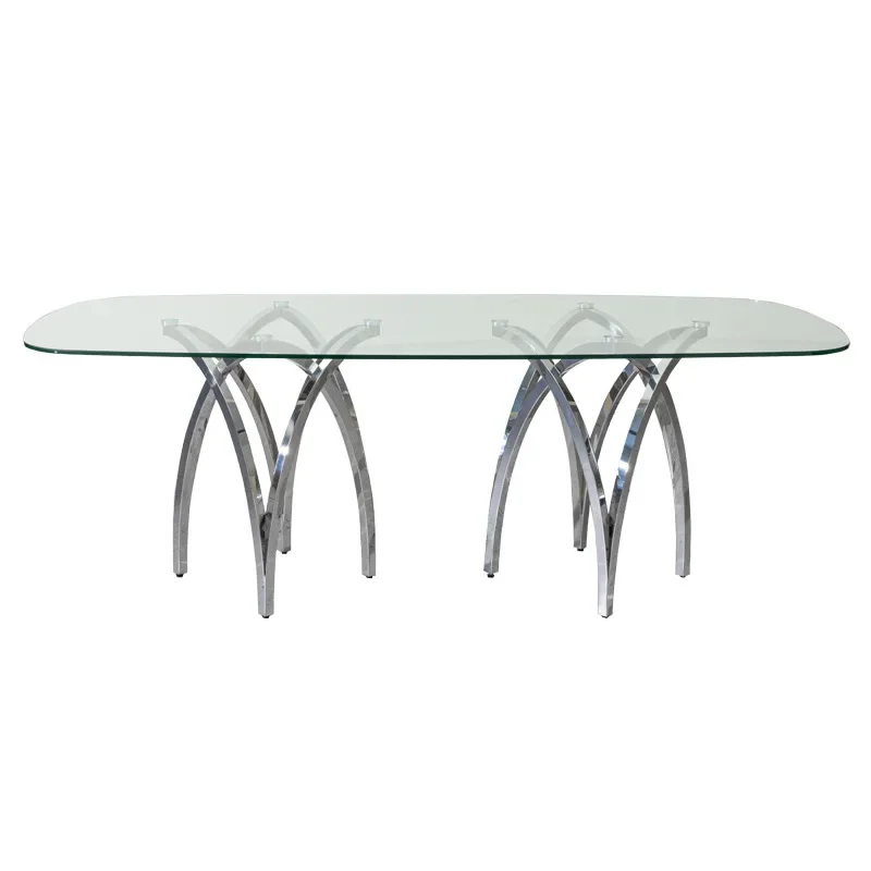 Tempered glass dining table High-end oval dining table Hotel restaurant furniture Stainless steel dining table and chairs
Tempered glass dining table High-end oval dining table Hotel restaurant furniture Stainless steel dining table and chairs