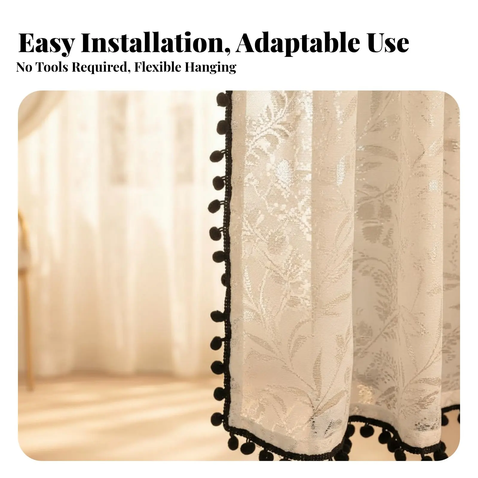 Semi-Transparent Floral Door Curtain Rod Pocket Vintage Design Partition Curtain Lace Semi-Transparent Door Panel Machine
Semi-Transparent Floral Door Curtain Rod Pocket Vintage Design Partition Curtain Lace Semi-Transparent Door Panel Machine