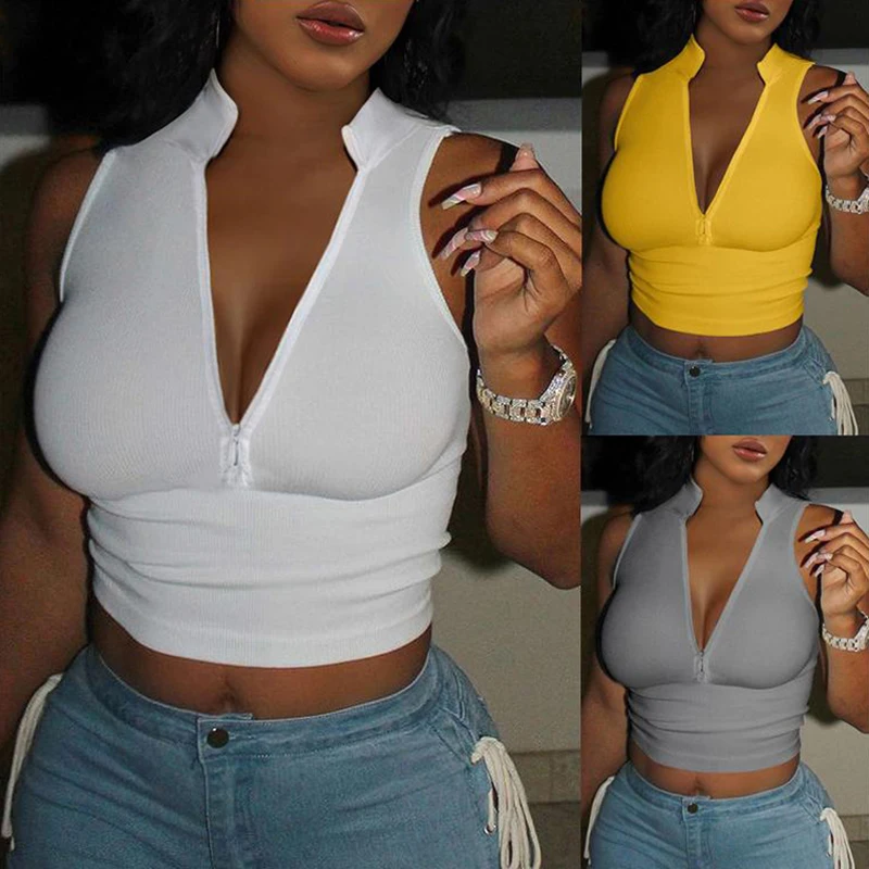 Womens Workout Tops Sleeveless V Neck Trendy Y2K Sexy Half Zip Ribbed Knit Slim-Fit Vest Crop Tops Streetswear
Womens Workout Tops Sleeveless V Neck Trendy Y2K Sexy Half Zip Ribbed Knit Slim-Fit Vest Crop Tops Streetswear