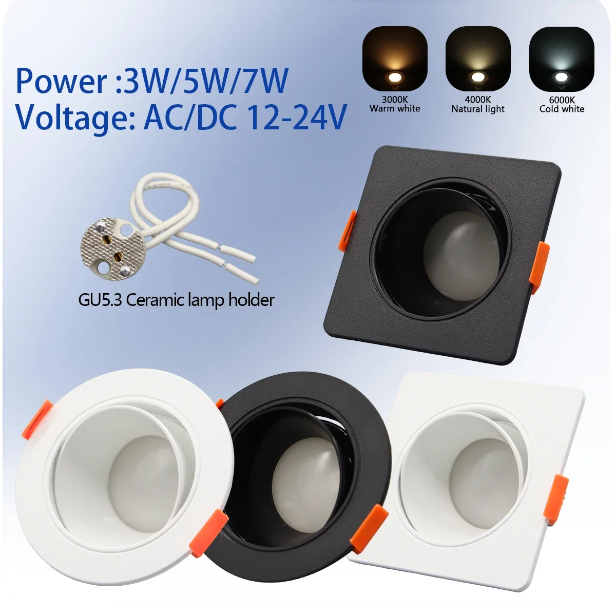 6pcs 12V 24V Round Ceiling Spotlight MR16 GU5.3 Fixture Holders Recessed LED Adjustable Spot Light Bases for Home Derection Room
6pcs 12V 24V Round Ceiling Spotlight MR16 GU5.3 Fixture Holders Recessed LED Adjustable Spot Light Bases for Home Derection Room