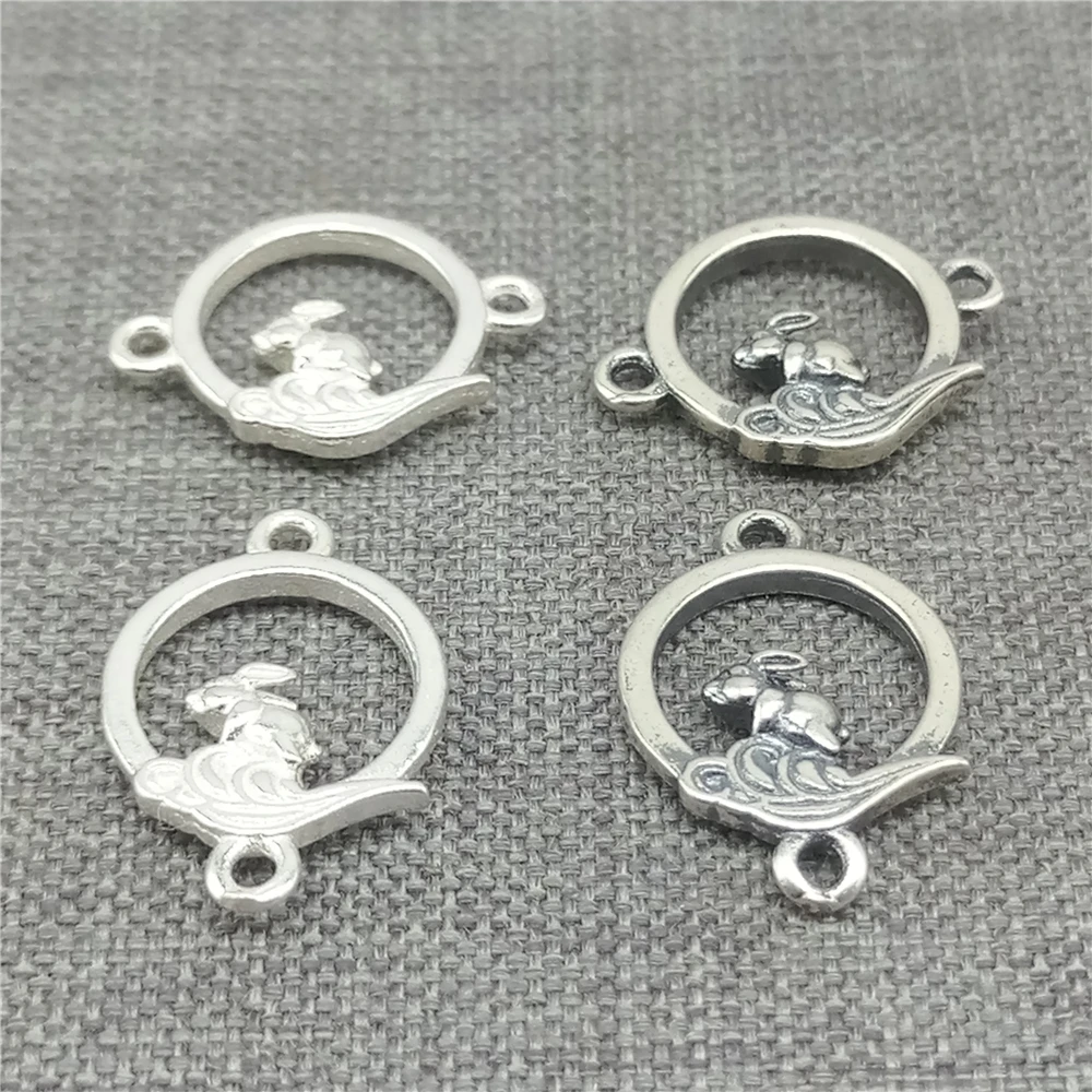 6 Sterling Silver Easter Bunny Charms 2-sided 925 Silver Rabbit Circle Connector 11mm
6 Sterling Silver Easter Bunny Charms 2-sided 925 Silver Rabbit Circle Connector 11mm
