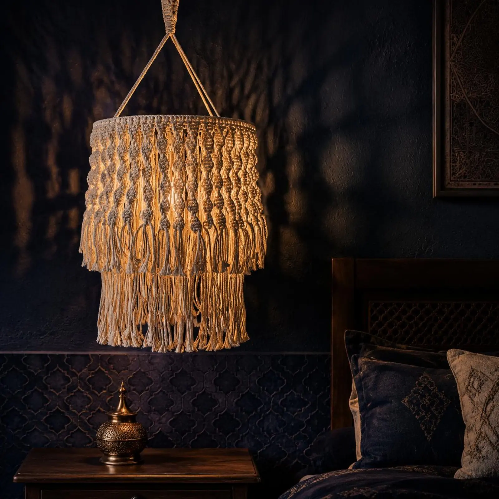 Moroccan Tassel Lamp Ethnic Design Macrame Suspended Lamp Macrame Lampshade Bohemian Home Lighting Natural Cotton Rope
Moroccan Tassel Lamp Ethnic Design Macrame Suspended Lamp Macrame Lampshade Bohemian Home Lighting Natural Cotton Rope