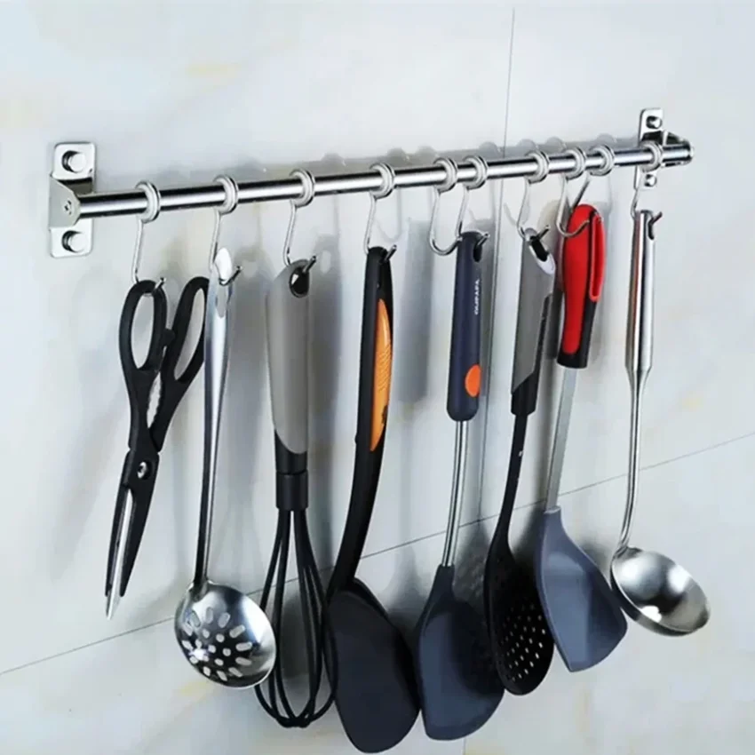 Wall Mounted Utensil Rack Stainless Steel Hanging Kitchen Rail with 6/8/10 Removable Hooks
Wall Mounted Utensil Rack Stainless Steel Hanging Kitchen Rail with 6/8/10 Removable Hooks