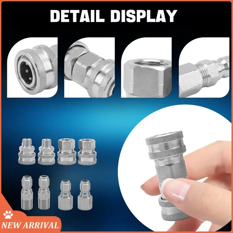 Emption!4 Sets NPT 3/8 In. Stainless Steel Male And Female Quick-Connect Kits Male Female 3/8 Quick-Connect Fittings
Emption!4 Sets NPT 3/8 In. Stainless Steel Male And Female Quick-Connect Kits Male Female 3/8 Quick-Connect Fittings