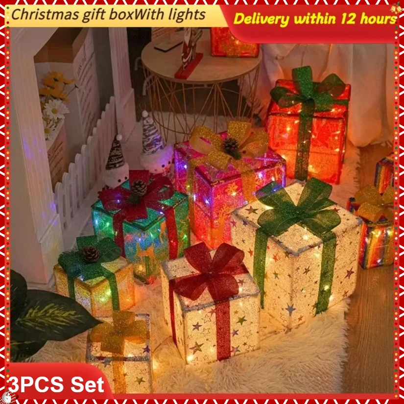 3PCS Christmas Gift Box set with LED Light String Warm Light Colored Light Gift Box Christmas DIY Props Decoration Gift Box 2025
3PCS Christmas Gift Box set with LED Light String Warm Light Colored Light Gift Box Christmas DIY Props Decoration Gift Box 2025