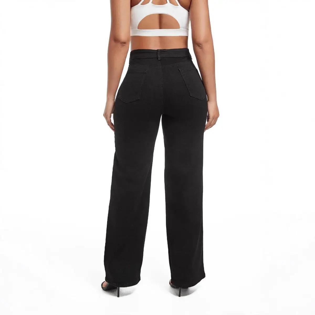New High Waist Wide Leg Denim Jeans Women's Elegant Hole Punching Street Style High Elasticity Black Color Summer Collection
New High Waist Wide Leg Denim Jeans Women's Elegant Hole Punching Street Style High Elasticity Black Color Summer Collection