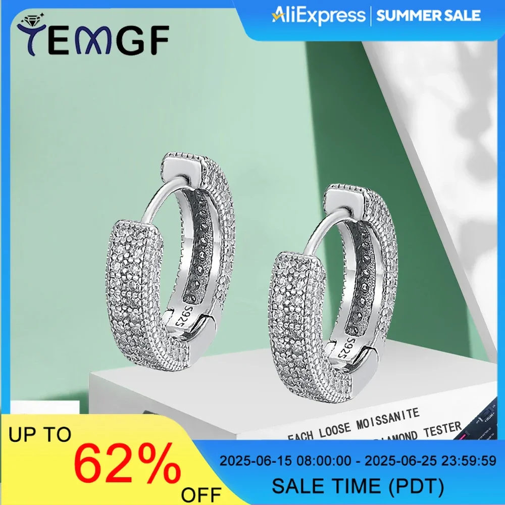 TEMGF Full Moissanite/Zircon Hoop Earrings S925 Sterling Silver Ear Studs for Women Men Party Fashion Sparkling Fine Jewelry
TEMGF Full Moissanite/Zircon Hoop Earrings S925 Sterling Silver Ear Studs for Women Men Party Fashion Sparkling Fine Jewelry