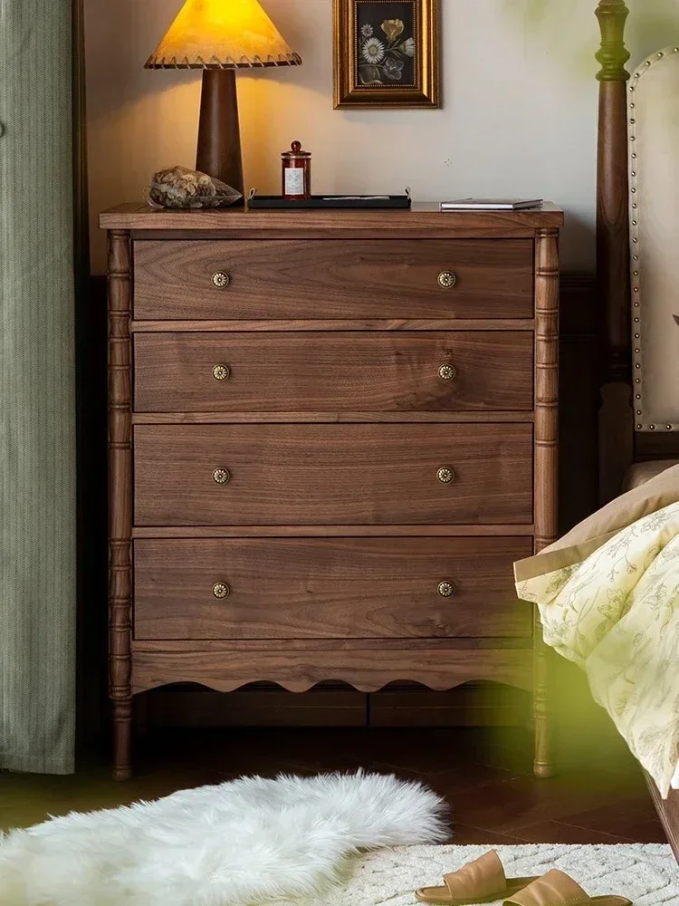 American Country Black Walnut Solid Wood Four-Bucket Cabinet Modern High-End Affordable Luxury Bedroom Storage Chest of Drawer
American Country Black Walnut Solid Wood Four-Bucket Cabinet Modern High-End Affordable Luxury Bedroom Storage Chest of Drawer
