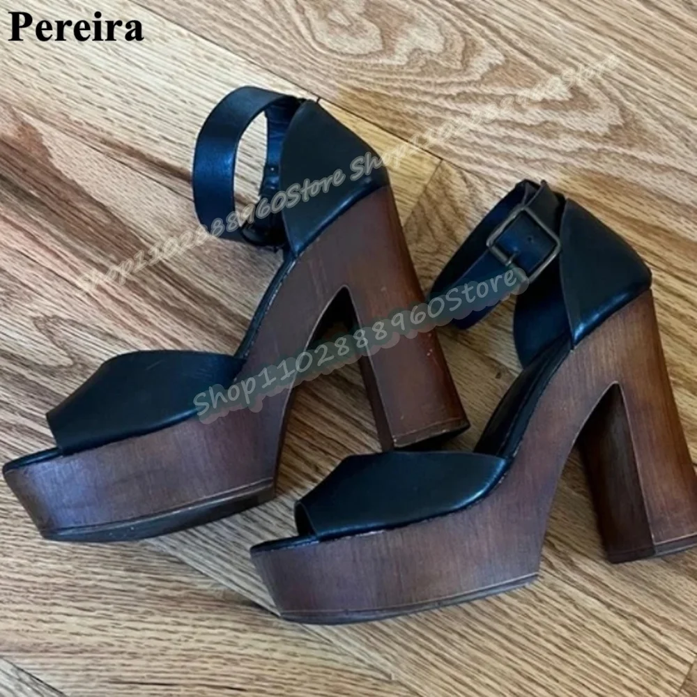 Trending Black Leather Platform Casual Sandals Chunky High Heel Shoes For Women Ankle Buckle Strap Peep Toe Zapatos Para Mujer
Trending Black Leather Platform Casual Sandals Chunky High Heel Shoes For Women Ankle Buckle Strap Peep Toe Zapatos Para Mujer