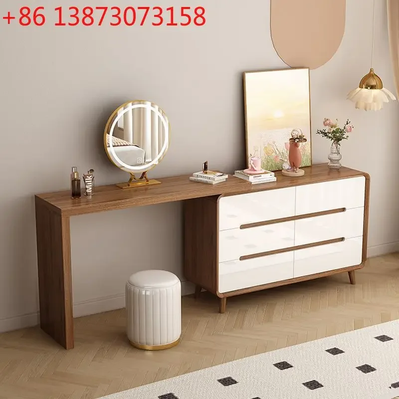 Dresser, chest, integrated bedroom, makeup table, corner Nordic walnut color, retractable desk, storage cabinet
Dresser, chest, integrated bedroom, makeup table, corner Nordic walnut color, retractable desk, storage cabinet