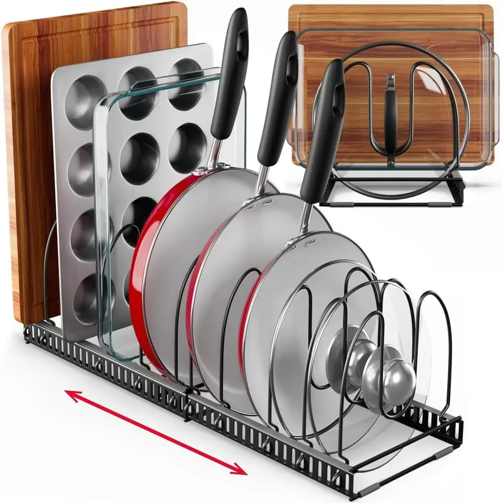 7.5” Wide 12-Slot Adjustable Large Pan and Pot Lid Organizer with Scratch-ree Pads, Expandable Pot Lid Holder Rack or Cabinet, P
7.5” Wide 12-Slot Adjustable Large Pan and Pot Lid Organizer with Scratch-ree Pads, Expandable Pot Lid Holder Rack or Cabinet, P