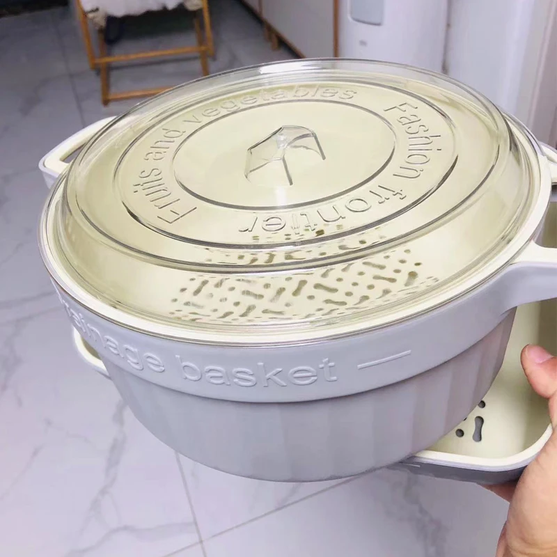 Двухслойная пластиковая корзина для слива воды, поднос для фруктов для кухни и гостиной, таз для мытья овощей с перфорированным дизайном, универсальная корзина для дома
Двухслойная пластиковая корзина для слива воды, поднос для фруктов для кухни и гостиной, таз для мытья овощей с перфорированным дизайном, универсальная корзина для дома