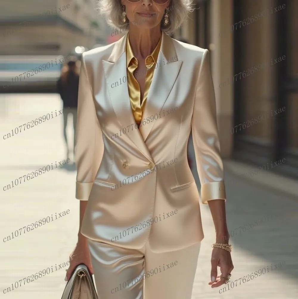 New Ivory Acetate Satin Women Suits Lady Formal Business Tuxedos Mother Wedding Party Special Ladies 2 Piece Set Jacket Pants
New Ivory Acetate Satin Women Suits Lady Formal Business Tuxedos Mother Wedding Party Special Ladies 2 Piece Set Jacket Pants