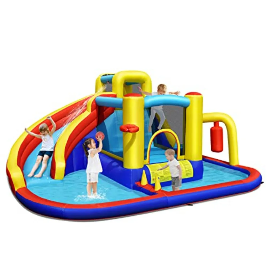 Outdoor inflatable water slide for toddlers and adults: 7-in-1 bouncy water park with splash pool giant blow-up design blue and
Outdoor inflatable water slide for toddlers and adults: 7-in-1 bouncy water park with splash pool giant blow-up design blue and