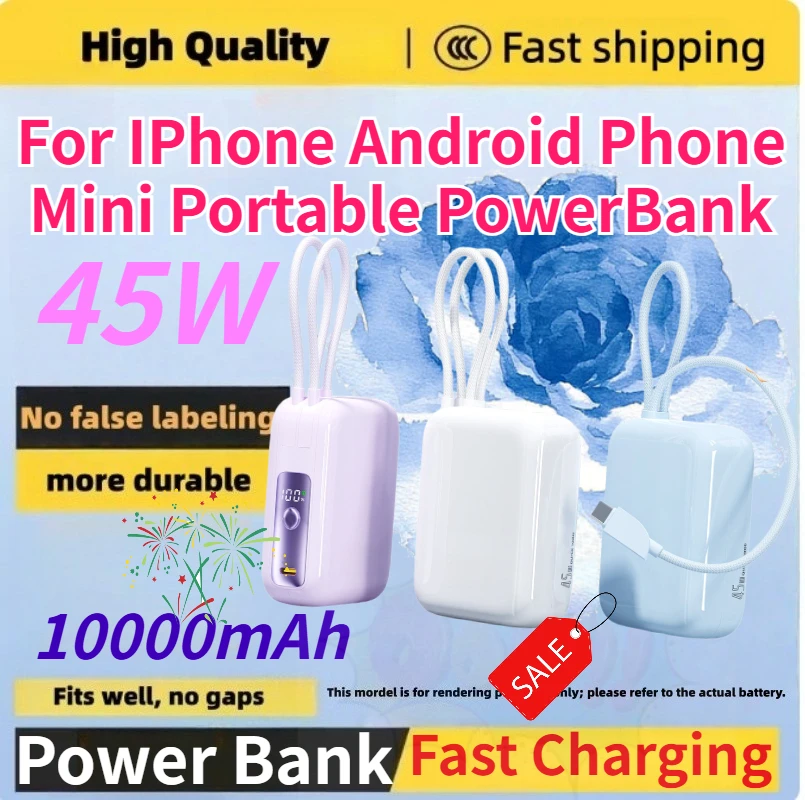 New 10000mAh 45W Fast Charging Power Bank with Built in Dual Line for IPhone Android Phone Mini Portable PowerBank (CCC)
New 10000mAh 45W Fast Charging Power Bank with Built in Dual Line for IPhone Android Phone Mini Portable PowerBank (CCC)