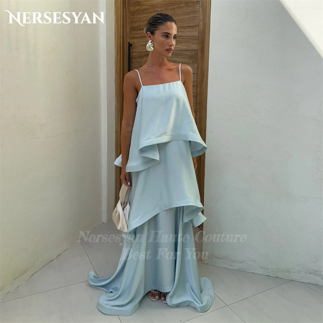 Nersesyan Sky Blue Elegant Prom Dresses Spaghetti Straps Ruffles Tiered Formal Evening Dress 2025 vestidos para mujer Customized 
Nersesyan Sky Blue Elegant Prom Dresses Spaghetti Straps Ruffles Tiered Formal Evening Dress 2025 vestidos para mujer Customized