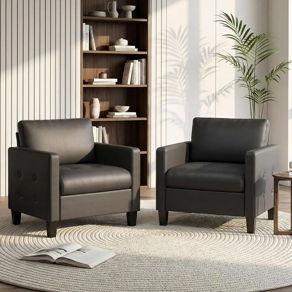Accent Chairs Set o 2, Black aux Leather Chair, -Century ern Living Room Chairs, Cozy Oice Reading Chair with Tuted Armrest and
Accent Chairs Set o 2, Black aux Leather Chair, -Century ern Living Room Chairs, Cozy Oice Reading Chair with Tuted Armrest and