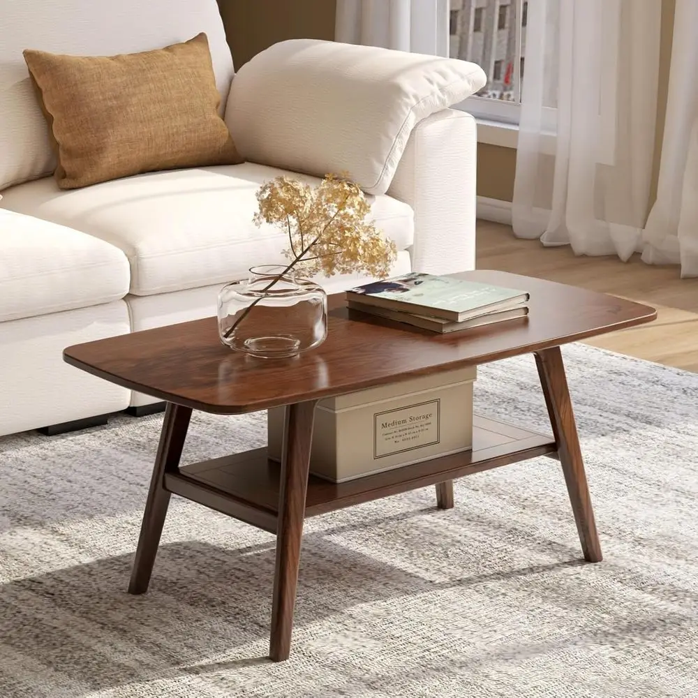 2-Tier Solid Oak Living Room Coffee Table with Storage Shelf, Walnut, 39.37W x 19.68D x 17.32H
2-Tier Solid Oak Living Room Coffee Table with Storage Shelf, Walnut, 39.37W x 19.68D x 17.32H
