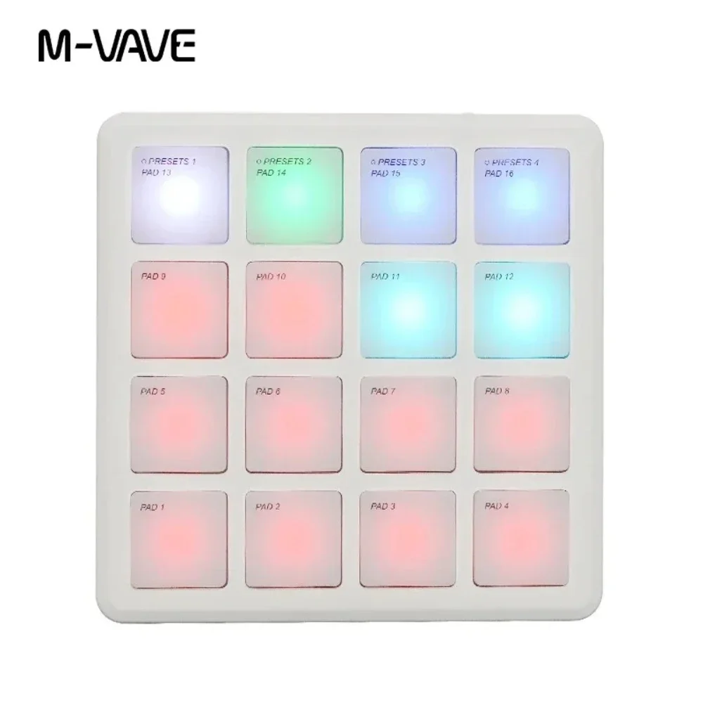 M-VAVE SK-16 SMC-PAD Wireless MIDI Controller Portable Pocket Pad USB-C Interface Design Suitable Percussion Instrument Parts