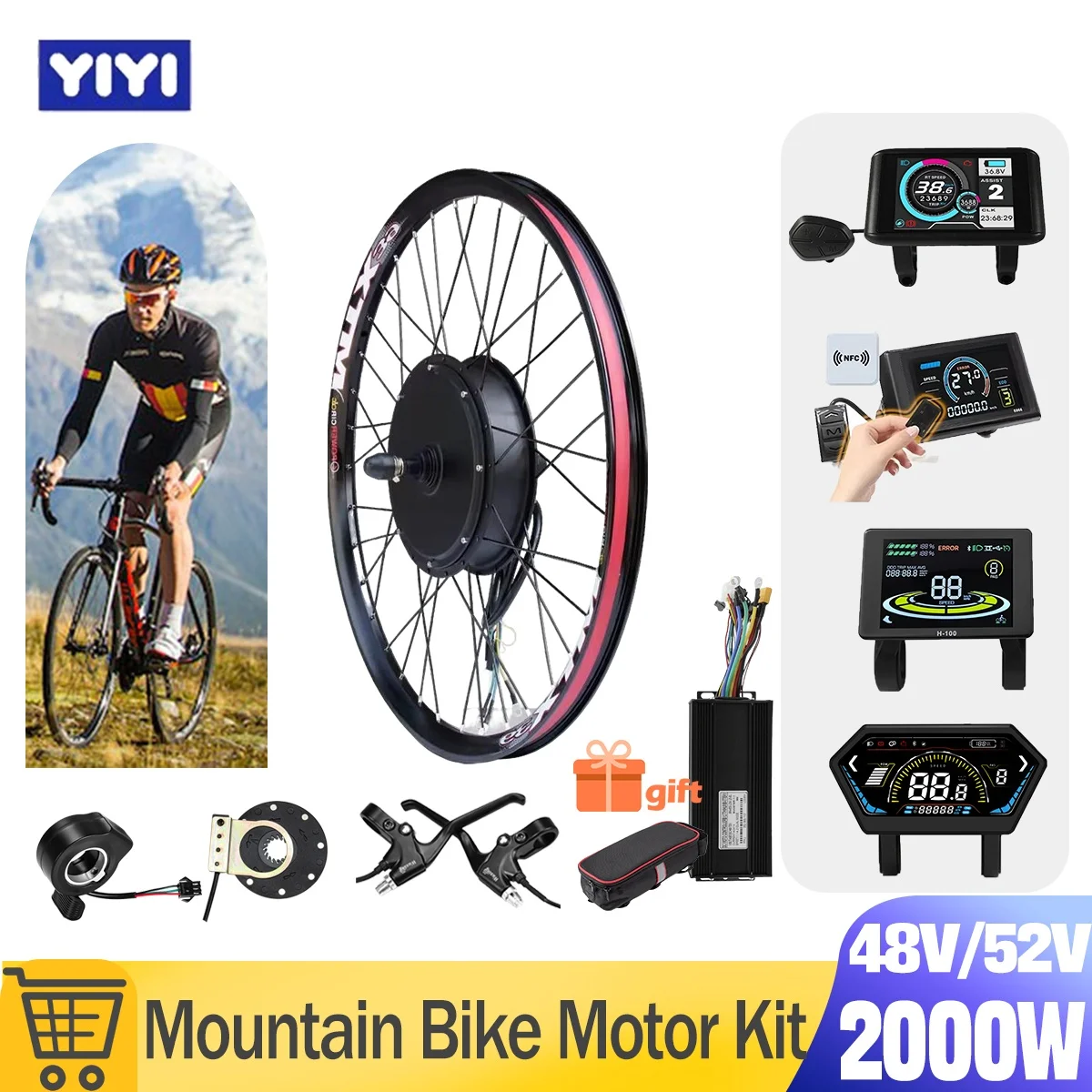MTX39 Rim 48V/52V 2000W E Bike Conversion Kit Front/Rear Brushless Hub Motor Wheel 20-29inch for Mountain Bike S966 NFC Panel
MTX39 Rim 48V/52V 2000W E Bike Conversion Kit Front/Rear Brushless Hub Motor Wheel 20-29inch for Mountain Bike S966 NFC Panel