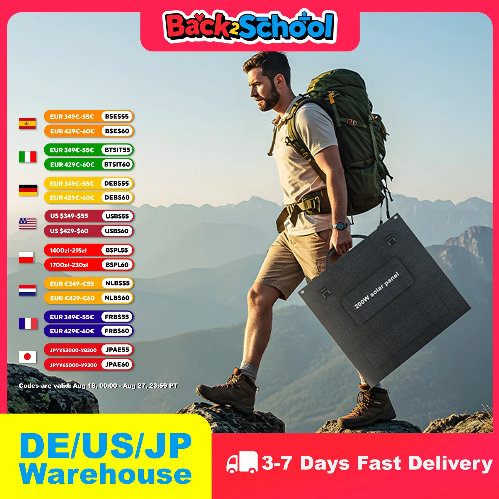 SOLARPLAY 200W Flexible Solar Panels Outdoor Emergency Power Supply IP65 Waterproof Portable Folding Bag for RV Camping Fishing 
SOLARPLAY 200W Flexible Solar Panels Outdoor Emergency Power Supply IP65 Waterproof Portable Folding Bag for RV Camping Fishing