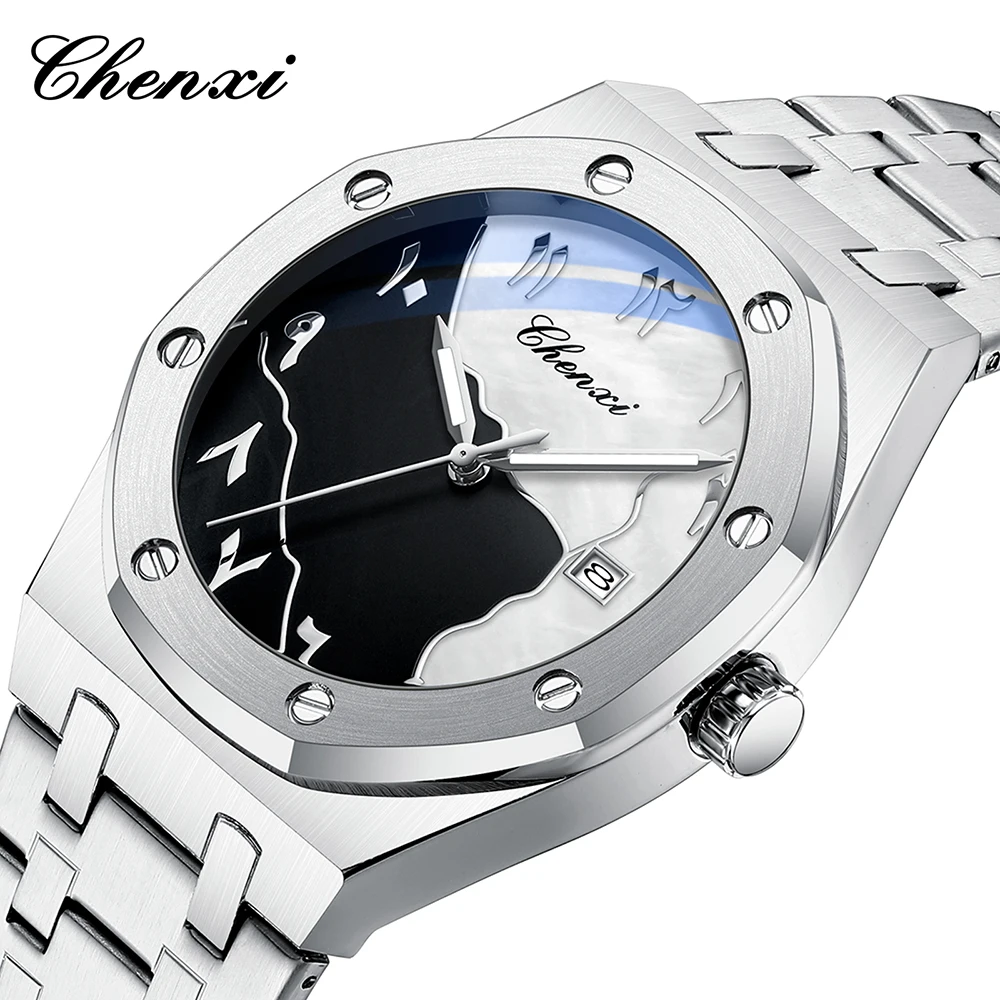 Новые часы CHENXI для мужчин, светящиеся кварцевые серебряные часы из нержавеющей стали, элитные деловые водонепроницаемые мужские роскошные часы в подарок
Новые часы CHENXI для мужчин, светящиеся кварцевые серебряные часы из нержавеющей стали, элитные деловые водонепроницаемые мужские роскошные часы в подарок