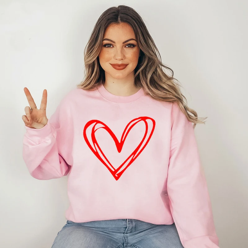 Simple Trendy Love Heart Printed Women Pink Sweatshirt Winter Fashion Hoodies Valentine's Day Gift Boyfriend Style Clothes
Simple Trendy Love Heart Printed Women Pink Sweatshirt Winter Fashion Hoodies Valentine's Day Gift Boyfriend Style Clothes