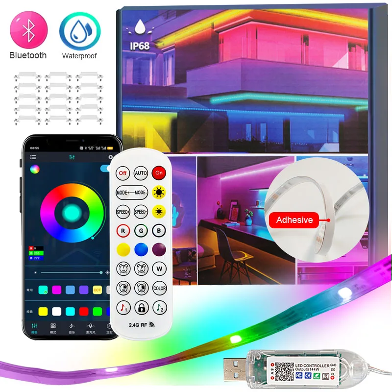 Уличные светодиодные ленты RGB-IC, водонепроницаемые, с Bluetooth-управлением через приложение, синхронизацией музыки и режимом «бегущая строка» для использования внутри и вне помещений
Уличные светодиодные ленты RGB-IC, водонепроницаемые, с Bluetooth-управлением через приложение, синхронизацией музыки и режимом «бегущая строка» для использования внутри и вне помещений