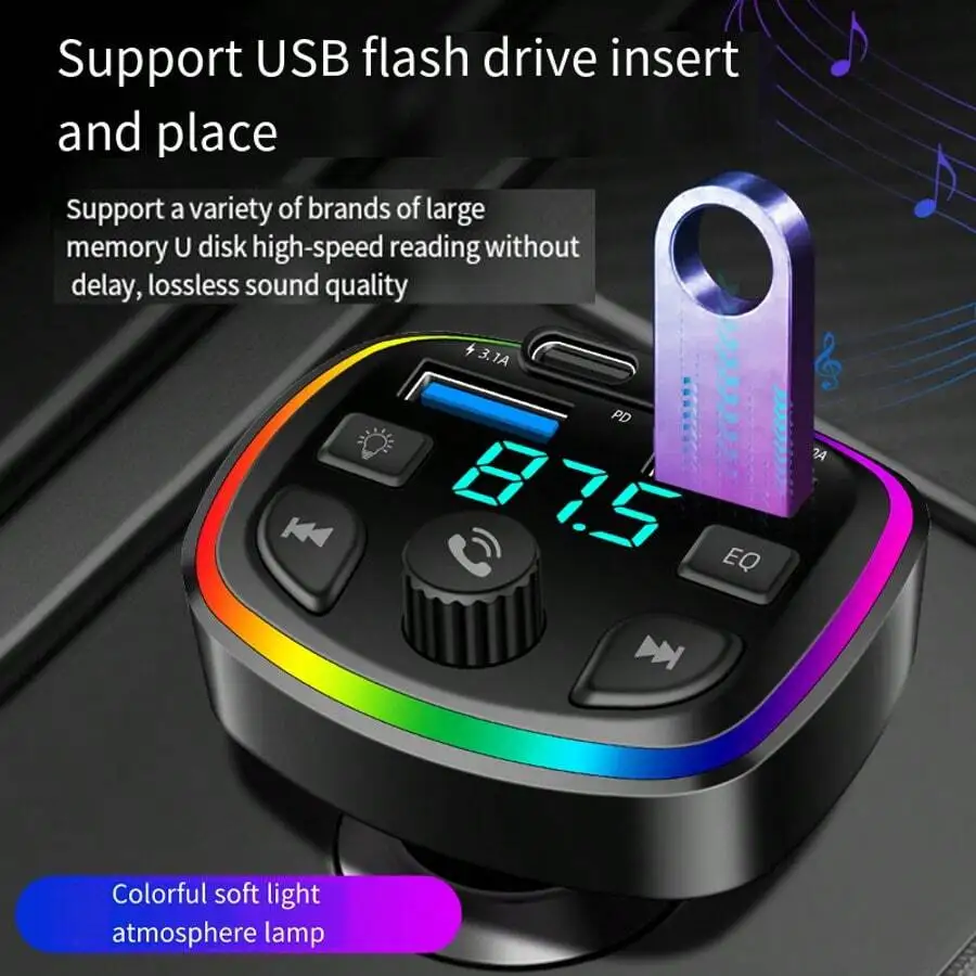 Wireless Car MP3 Player FM Transmitter BT5.0 Dual USB Fast Charge Hands-Free Call Audio Receiver
Wireless Car MP3 Player FM Transmitter BT5.0 Dual USB Fast Charge Hands-Free Call Audio Receiver