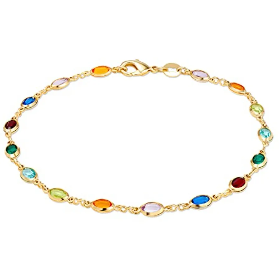 Barzel 18K Gold Plated Gold and Multi Color Crystal Baguette Anklet
Barzel 18K Gold Plated Gold and Multi Color Crystal Baguette Anklet