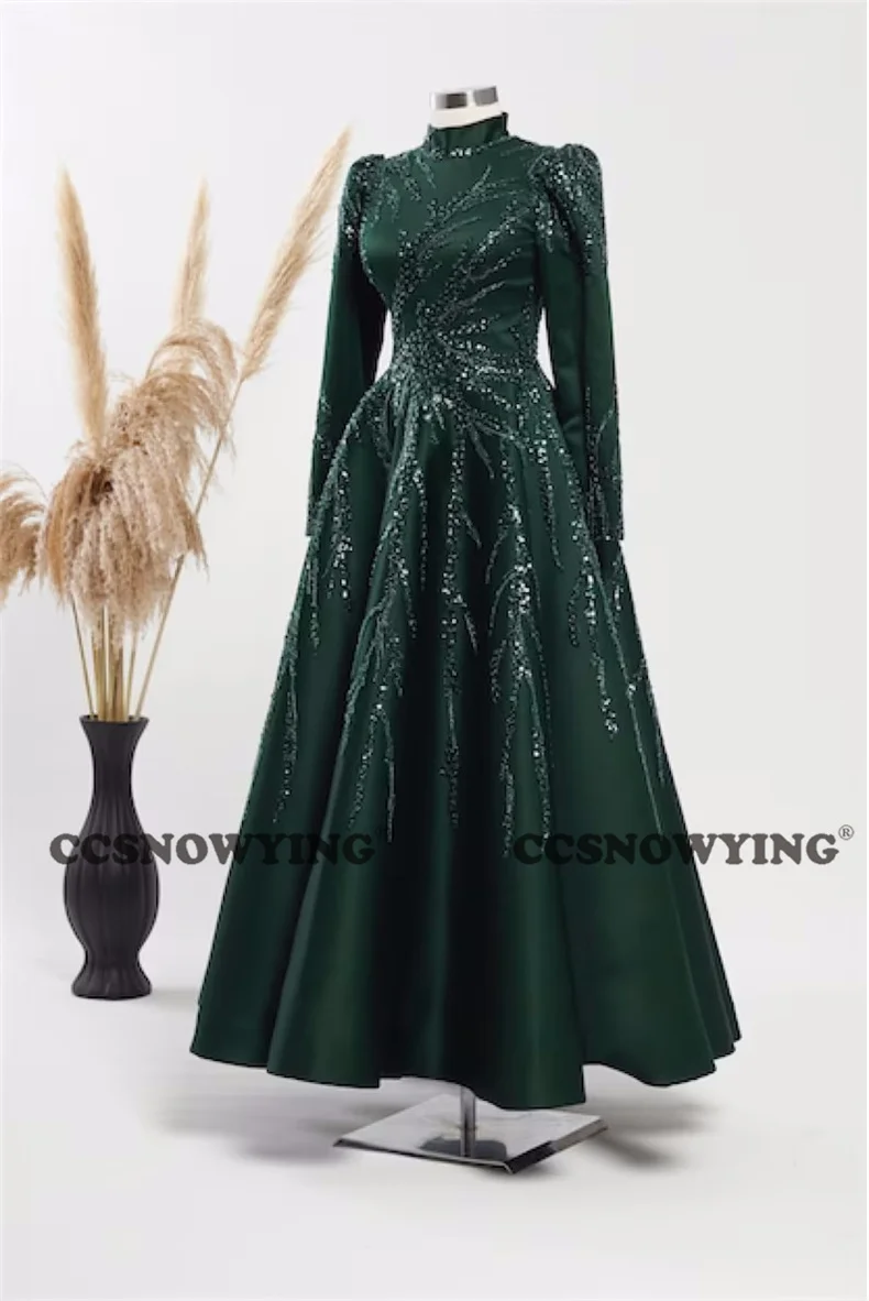 Long Sleeve Muslim Evening Dresses High Neck Arabic Islamic Hijab Formal Party Gown Satin Appliques Beaded Robe De Soiree
Long Sleeve Muslim Evening Dresses High Neck Arabic Islamic Hijab Formal Party Gown Satin Appliques Beaded Robe De Soiree