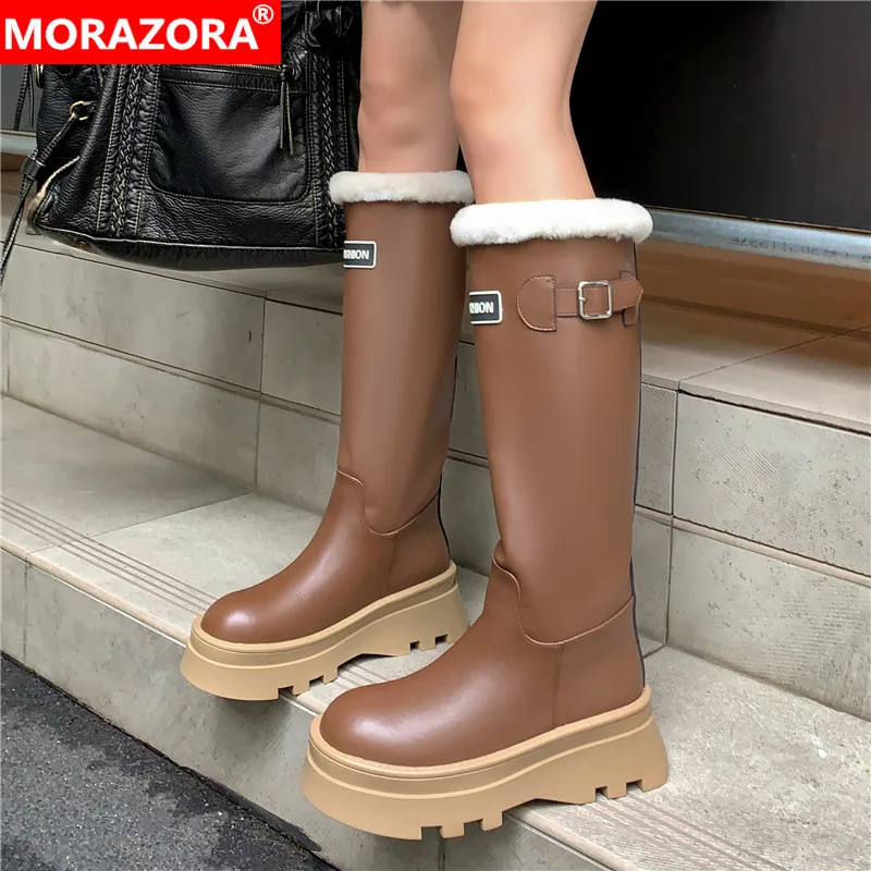 MORAZORA 2024 New Genuine Leather Boots Women Slip On Platform Knee High Boots Wool Retro Warm Winter Snow Boots Ladies Shoes
MORAZORA 2024 New Genuine Leather Boots Women Slip On Platform Knee High Boots Wool Retro Warm Winter Snow Boots Ladies Shoes