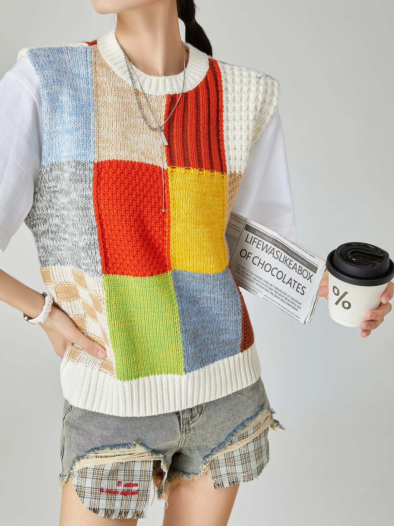 Женский вязаный жилет Dopne Color Blo, новинка весны 2025, универсальная верхняя одежда для многослойных образов, топ из смесового полиэстера
Женский вязаный жилет Dopne Color Blo, новинка весны 2025, универсальная верхняя одежда для многослойных образов, топ из смесового полиэстера