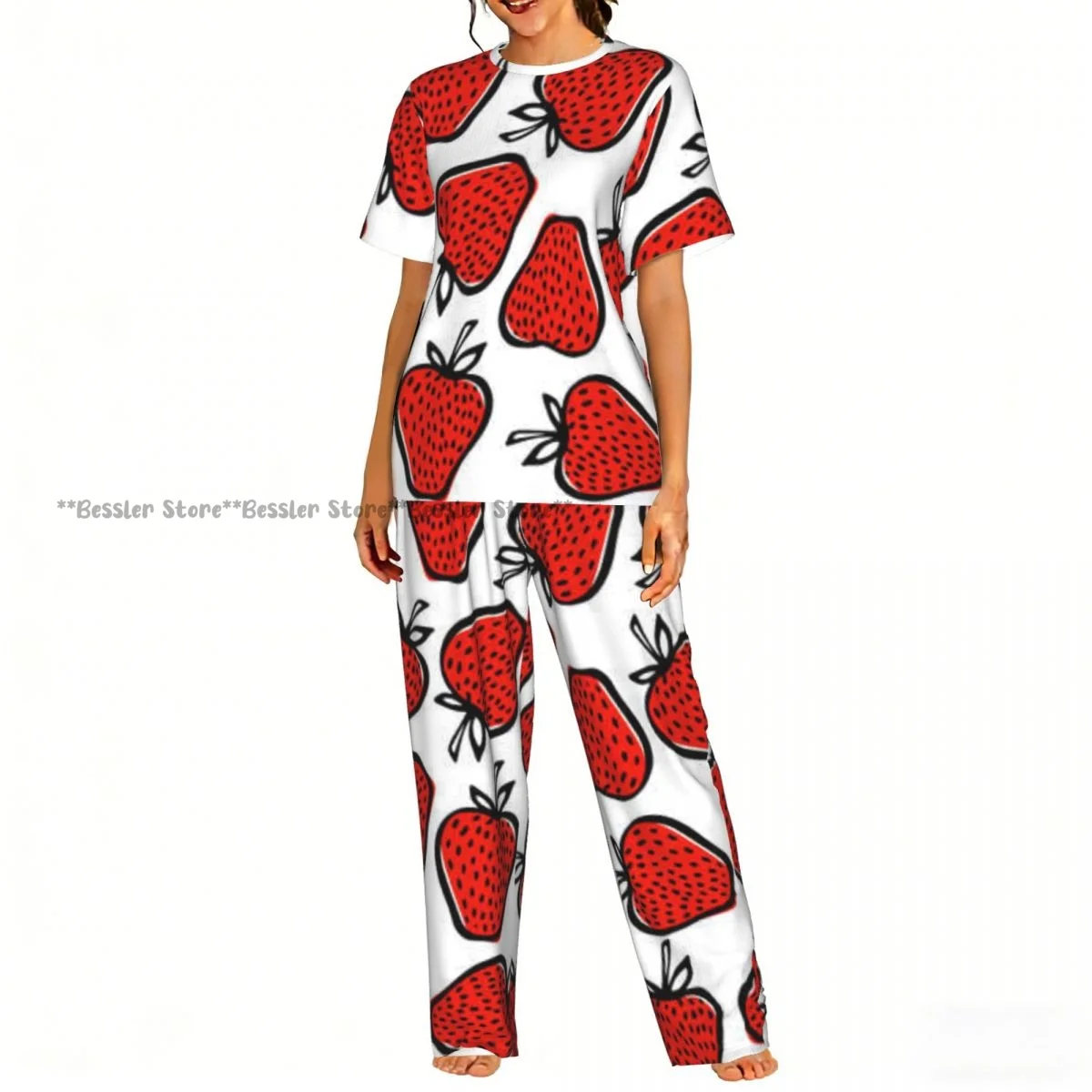 Women's Pajamas Set Strawberry Pattern Short Sleeve Sleepwear 2 Piece Homewear Loungewear
Women's Pajamas Set Strawberry Pattern Short Sleeve Sleepwear 2 Piece Homewear Loungewear