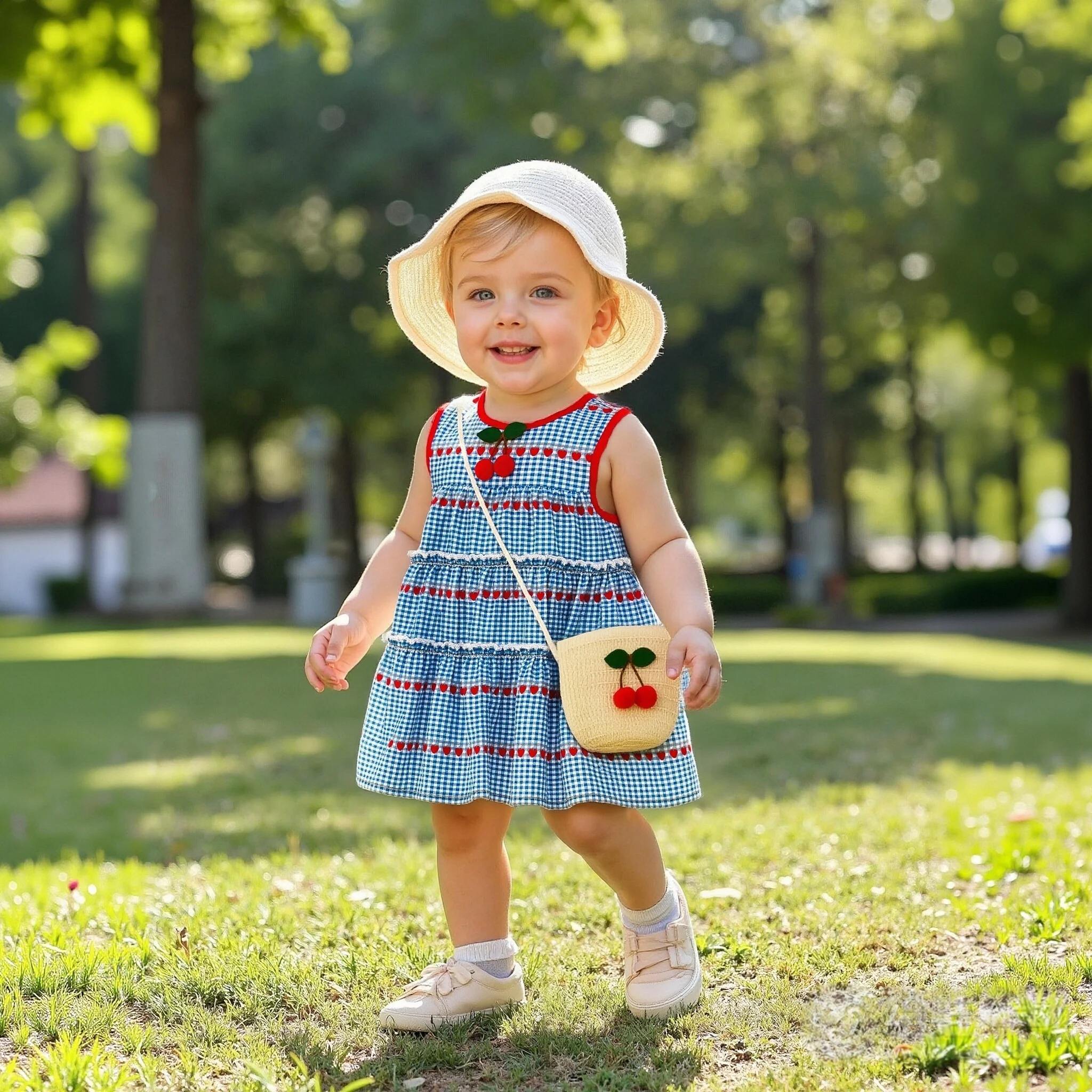 Baby Girl Dress Summer Cotton Cherry Strawberry Checkered Sleeveless Baby Dresses Cute Casual Beach Baby Clothing With Bag
Baby Girl Dress Summer Cotton Cherry Strawberry Checkered Sleeveless Baby Dresses Cute Casual Beach Baby Clothing With Bag