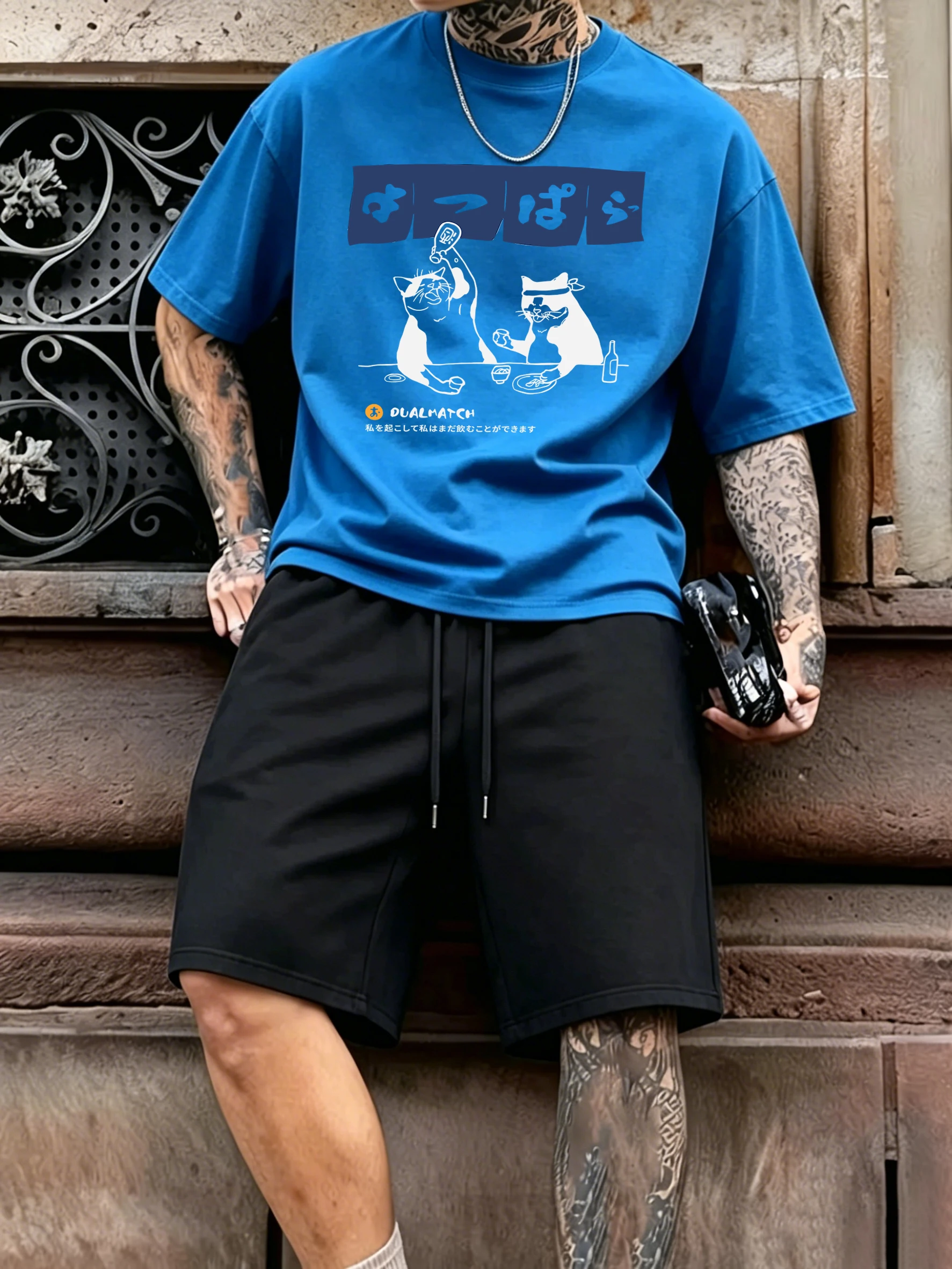 A Cat Drinking Late At Night Print Summer Cotton Classic Male Short 2 Piece Set Cool Simple Tee & Shorts Pocket All-Match Bottom
A Cat Drinking Late At Night Print Summer Cotton Classic Male Short 2 Piece Set Cool Simple Tee & Shorts Pocket All-Match Bottom