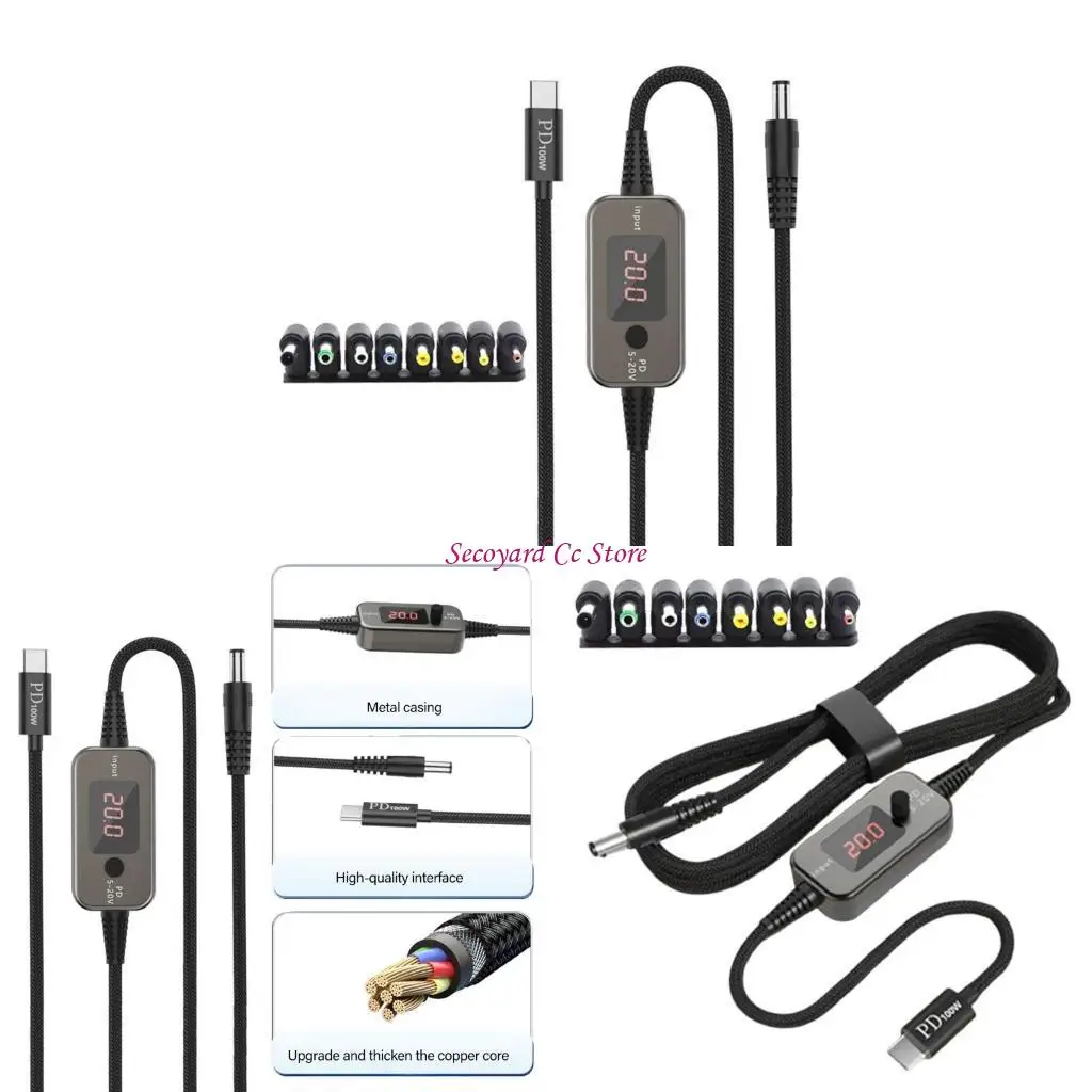 N3UC PD100W USB C to DC5521 Fast Charging Cord 5V 9V 12V 15V 20V 5A Adjustable Power
N3UC PD100W USB C to DC5521 Fast Charging Cord 5V 9V 12V 15V 20V 5A Adjustable Power