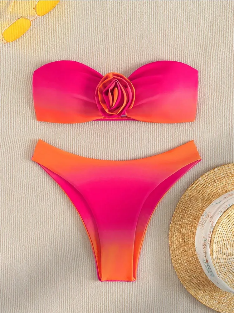 Sexy Orange Gradient Bikini Set Women 3D Floral Bandeau Push Up Micro Thong Beach Bathing Suit Swimwear Summer 2025 Fashion
Sexy Orange Gradient Bikini Set Women 3D Floral Bandeau Push Up Micro Thong Beach Bathing Suit Swimwear Summer 2025 Fashion