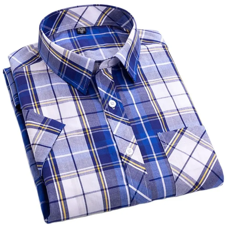 Men's Cotton Plaid Casual Short Shirts Man Summer Striped Hawaiian Beach Shirt Dad Shirts
Men's Cotton Plaid Casual Short Shirts Man Summer Striped Hawaiian Beach Shirt Dad Shirts