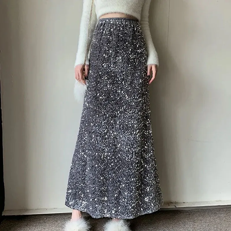 2024 Autumn Winter Elastic High Waist Elegant Fashion Sequins Bodycon Skirt Female Slim All-match Casual Skirts Women's Clothing
2024 Autumn Winter Elastic High Waist Elegant Fashion Sequins Bodycon Skirt Female Slim All-match Casual Skirts Women's Clothing