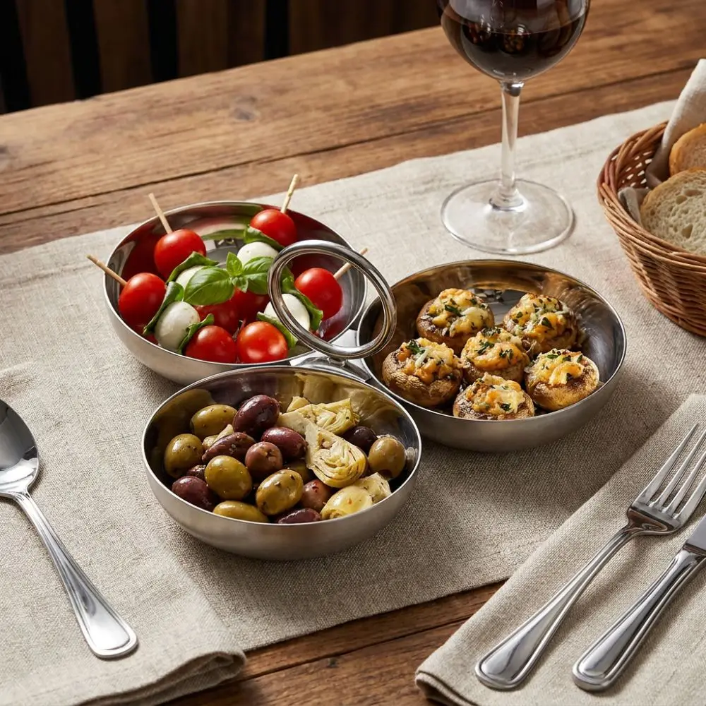 Modern Thick Stainless Steel Serving Bowl Multipurpose with Handle Snack Dish Ice Cream Bowl Round 3 Section Serving Bowl Bar
Modern Thick Stainless Steel Serving Bowl Multipurpose with Handle Snack Dish Ice Cream Bowl Round 3 Section Serving Bowl Bar