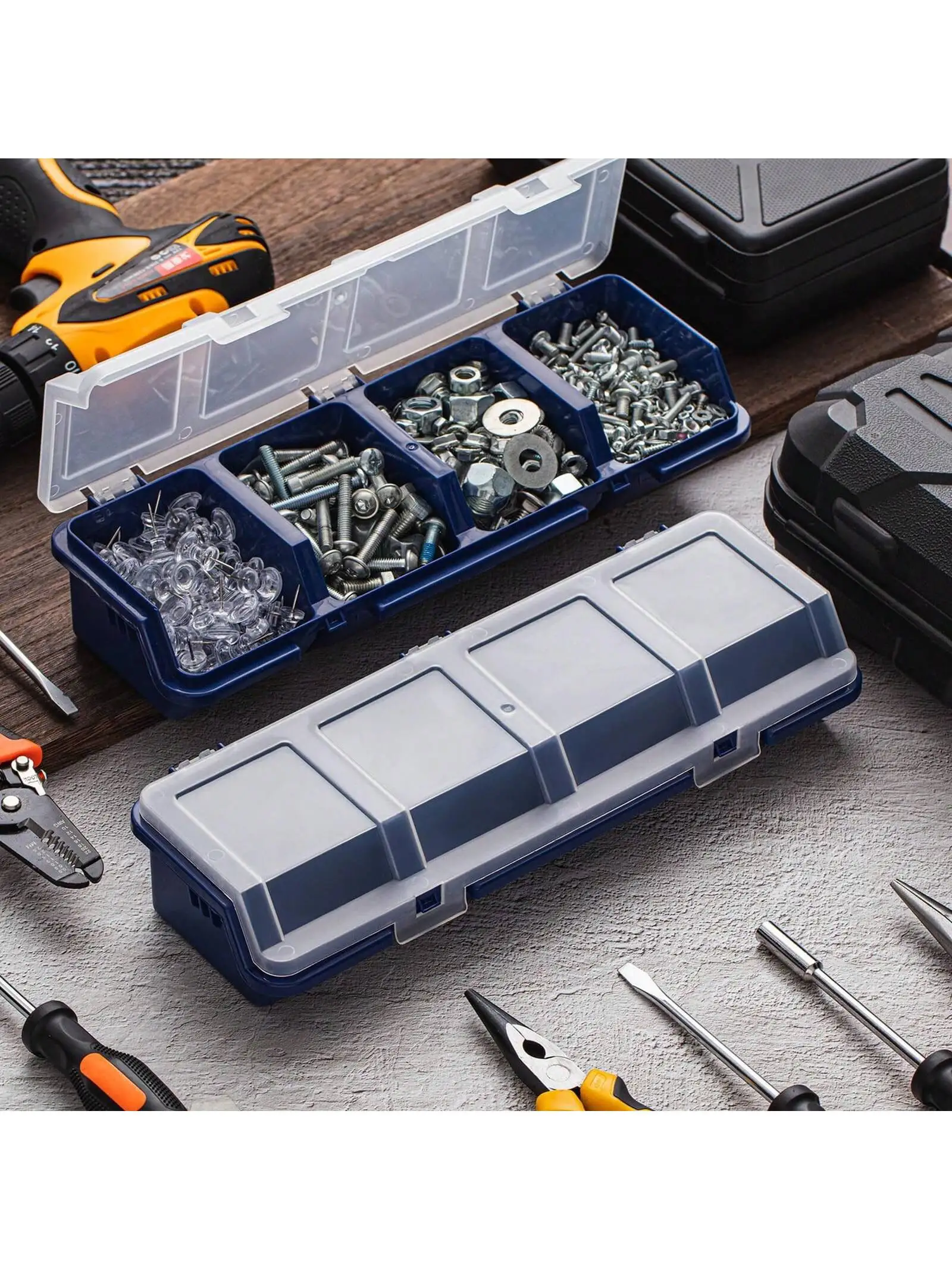 1pc 31x10x6cm 4-Grid Plastic Screw Storage Box, Made Of High-Strength PP Material, Waterproof Tool Organizer Box
1pc 31x10x6cm 4-Grid Plastic Screw Storage Box, Made Of High-Strength PP Material, Waterproof Tool Organizer Box