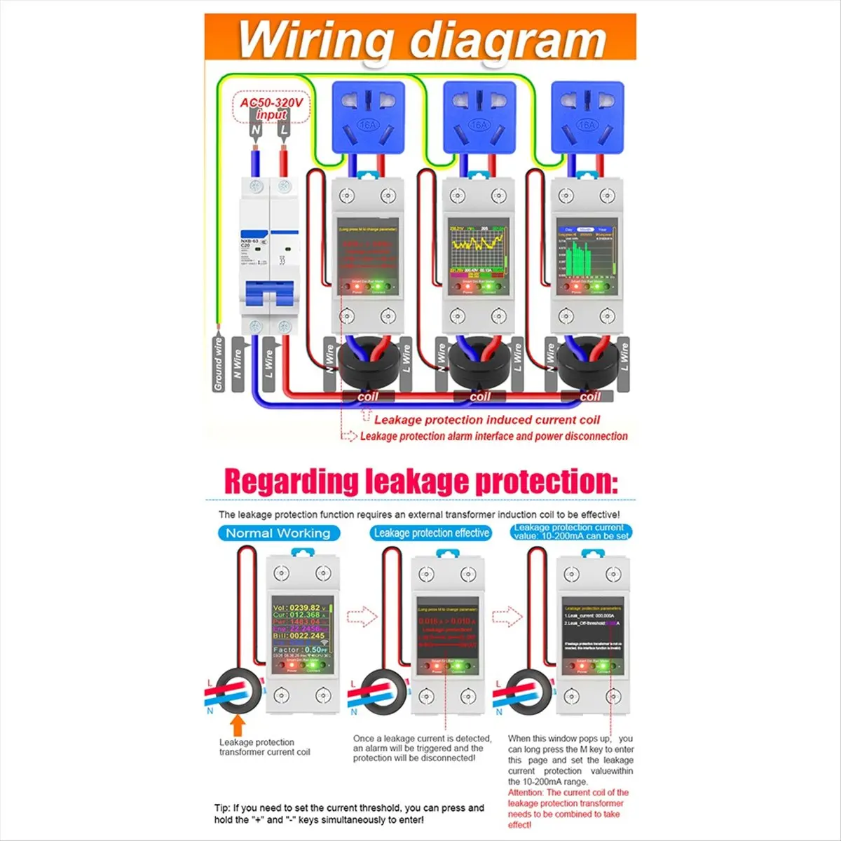 Dynamic Tuya WiFi Smart Din Rail Energy Meter Leakage Cutoff Real-Time KWh Voltage Current Monitoring Mutual Inductance Coil
Dynamic Tuya WiFi Smart Din Rail Energy Meter Leakage Cutoff Real-Time KWh Voltage Current Monitoring Mutual Inductance Coil