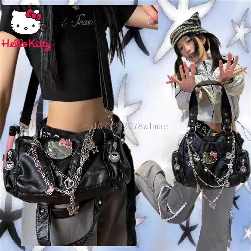 Y2k Hello Kitty Handbag Women Hot Girls Gothic Black Chains Shoulder Bag Vintage Harajuku Punk Pu Leather Motorcycle Tote Bags
Y2k Hello Kitty Handbag Women Hot Girls Gothic Black Chains Shoulder Bag Vintage Harajuku Punk Pu Leather Motorcycle Tote Bags