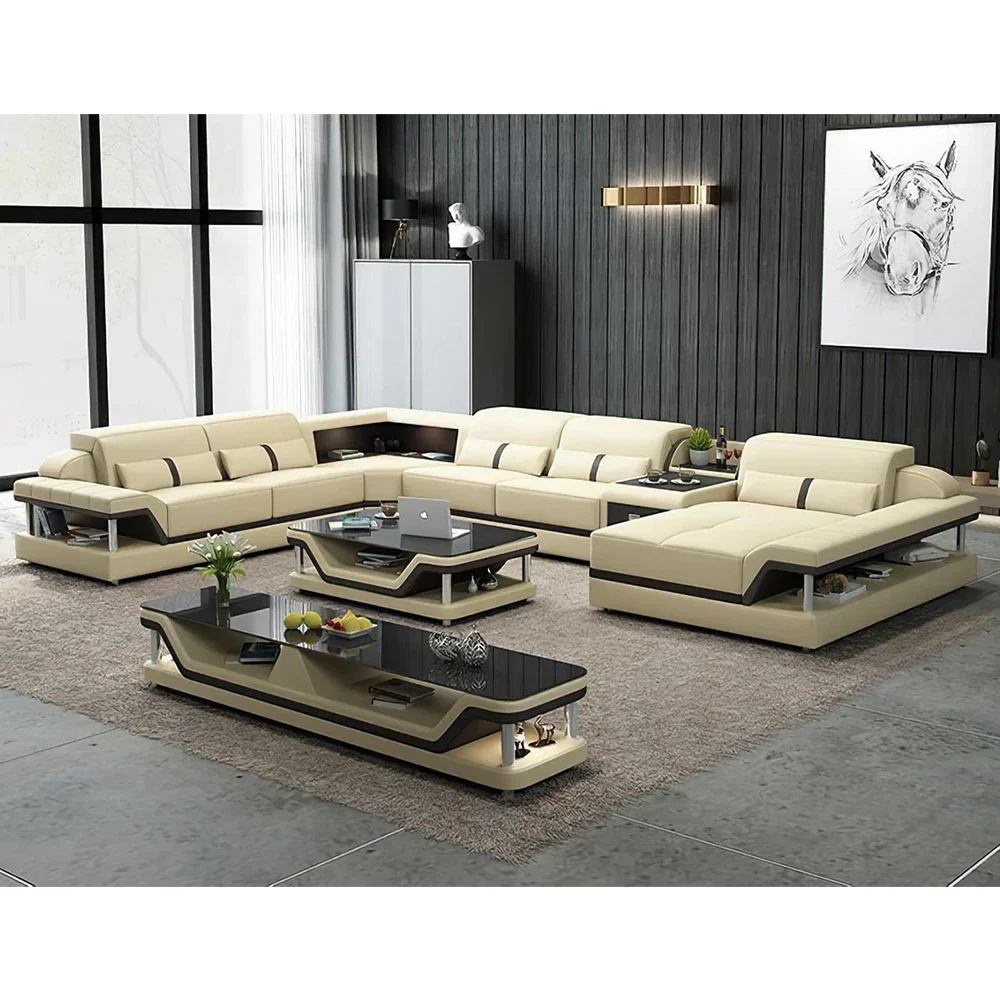 Linlamlim Modern Minimalist Genuine Leather Sectional Sofa Set with Built-in Storage & Glass Coffee Table & TV Stand Living Room
Linlamlim Modern Minimalist Genuine Leather Sectional Sofa Set with Built-in Storage & Glass Coffee Table & TV Stand Living Room